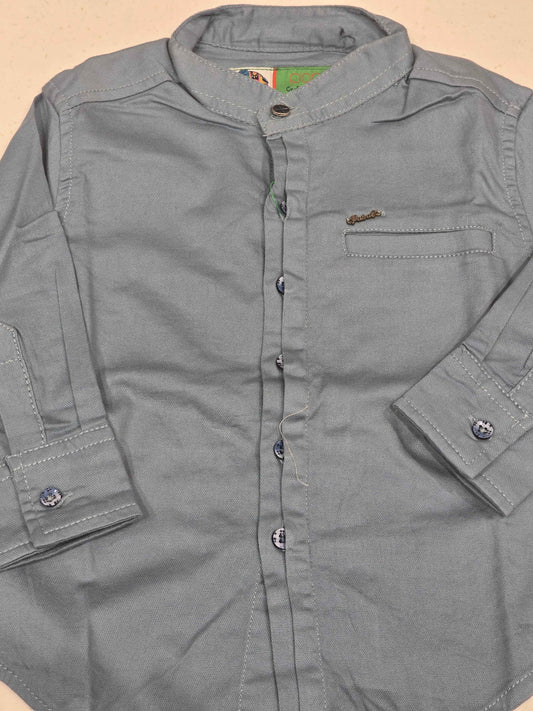 Satin cotton material gray color shirt for boy with colar neck