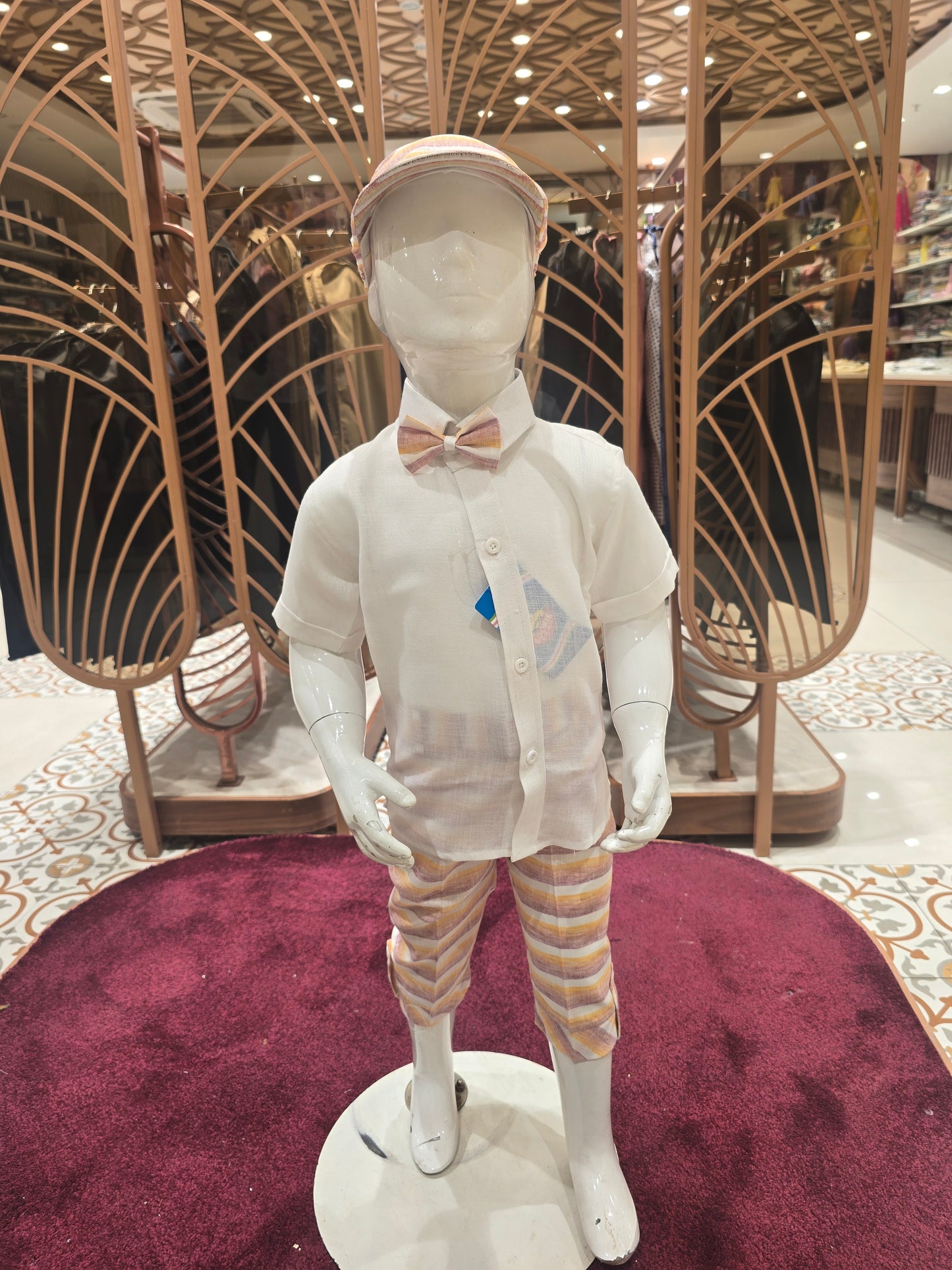 White Sky Blue Linen Dungaree Set for Boys