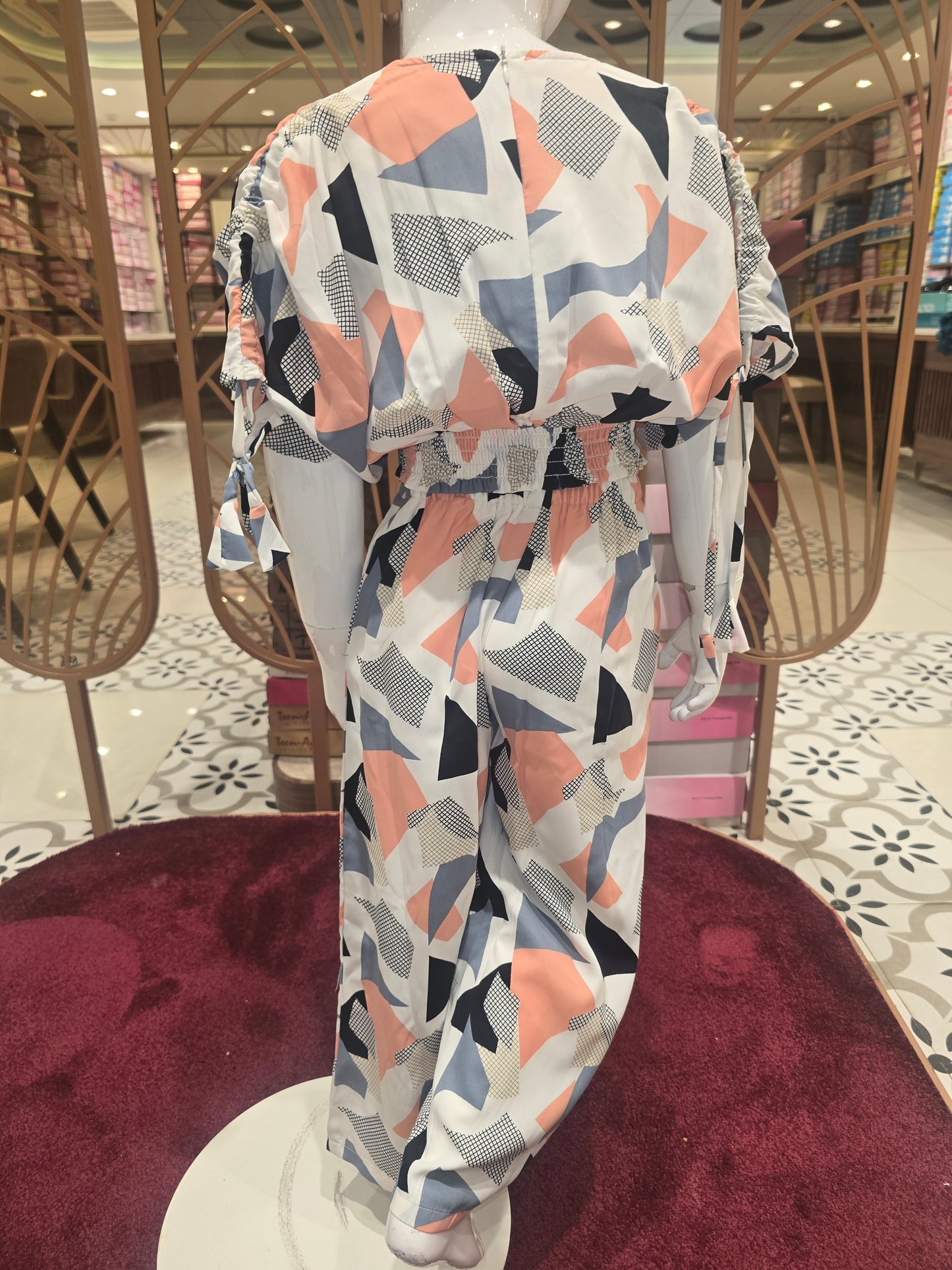 Girls White Chiffon Butterfly Top Plazo Set