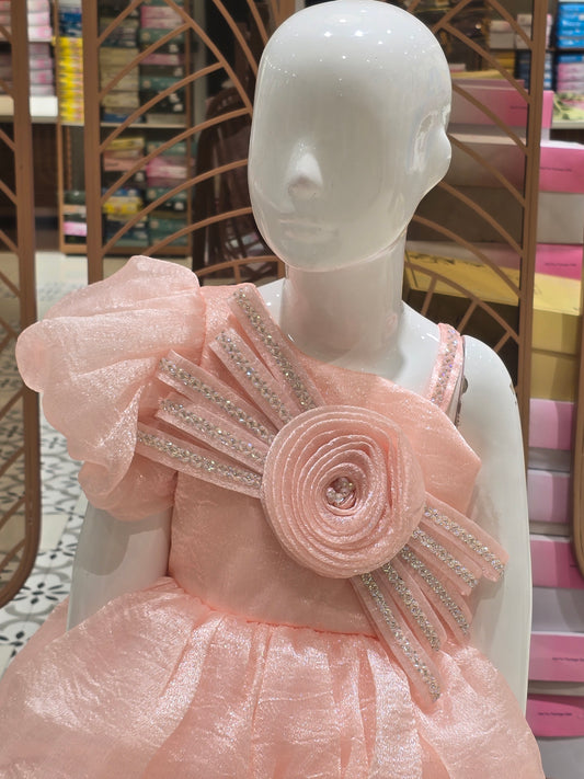 Organza One-Shoulder Baby Frock for Girls Size