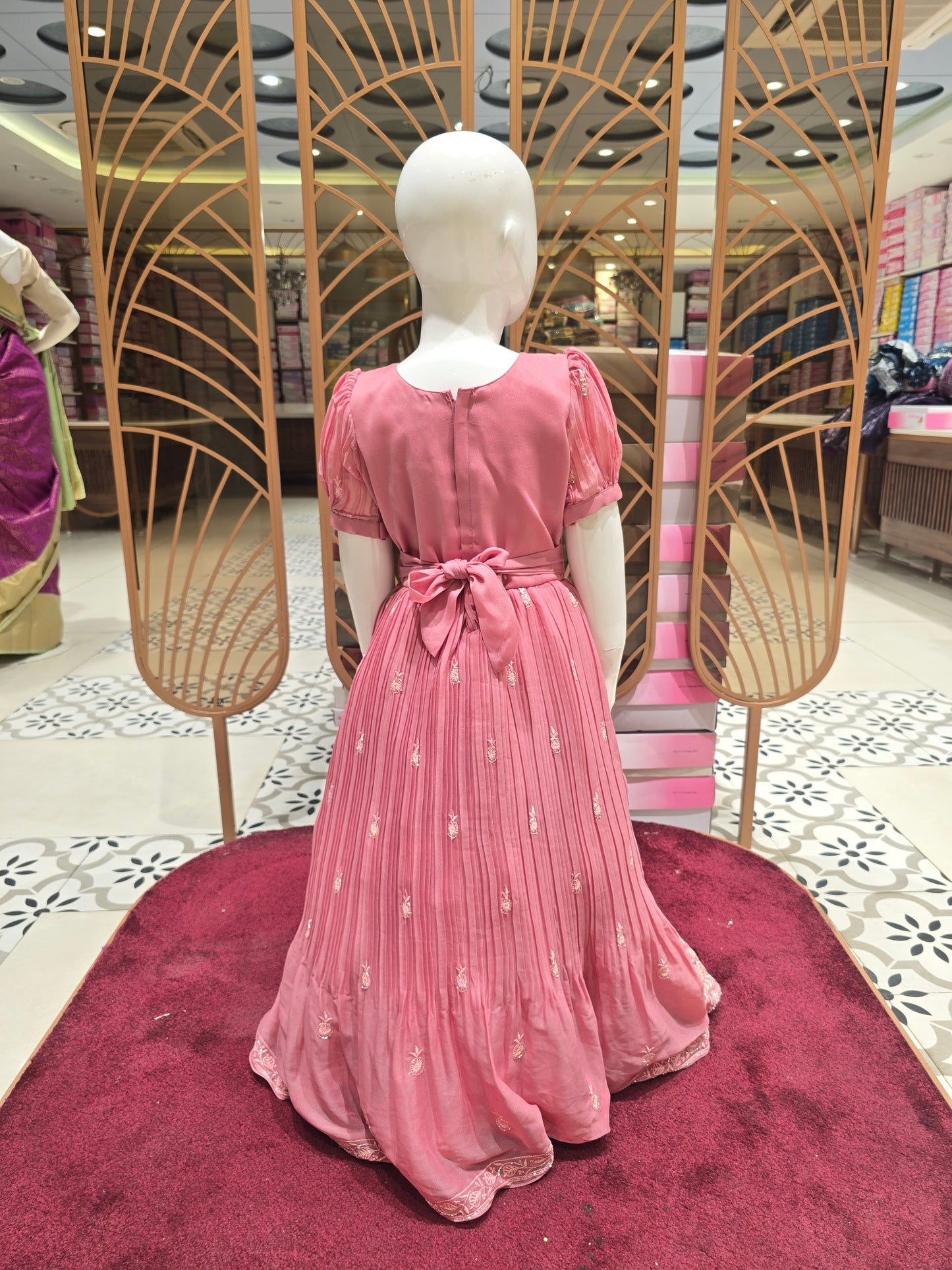 Pink Chiffon Crepe Gown for Girls