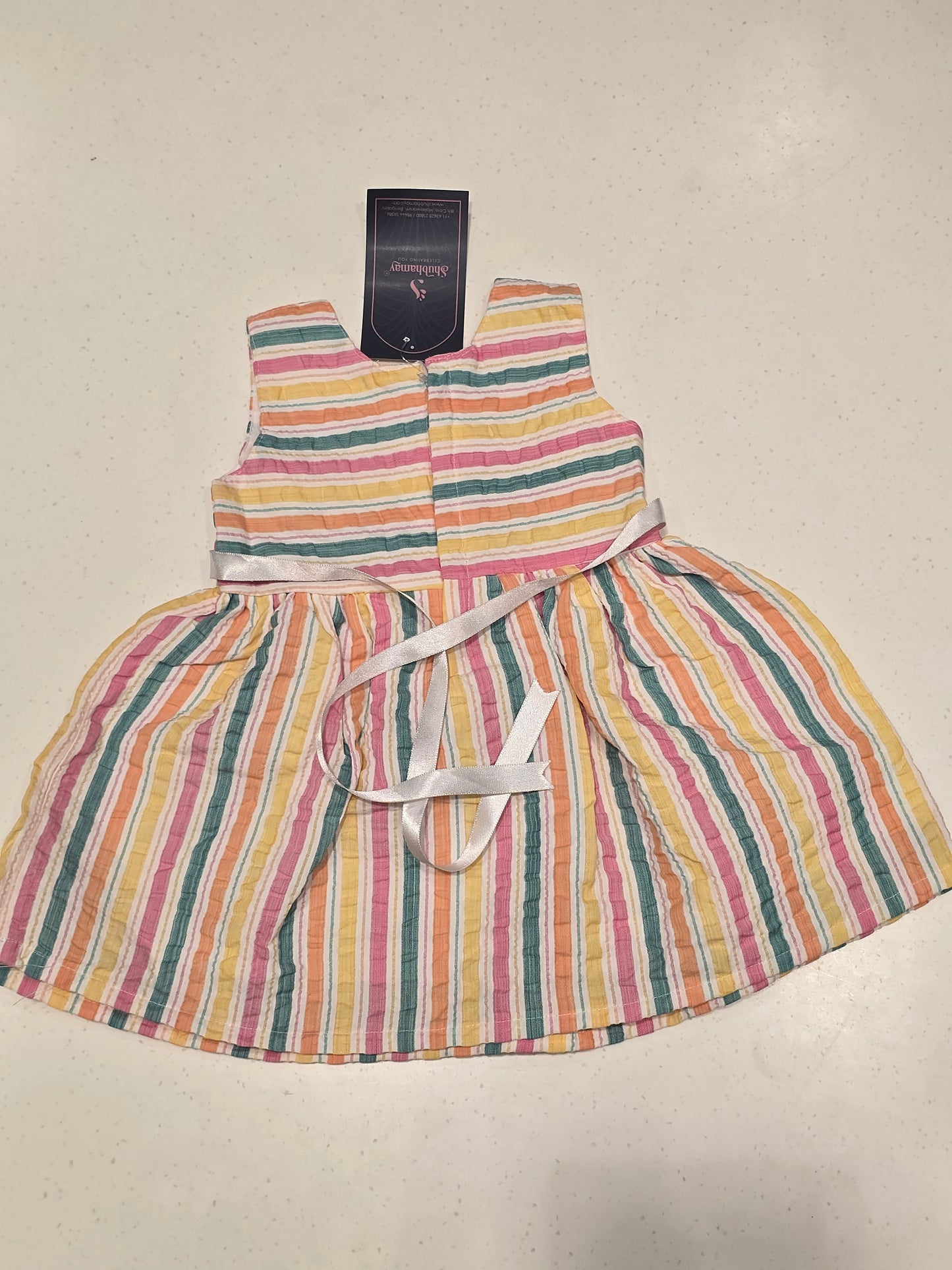 Baby Girls Multicolor Stripe Cotton Frock