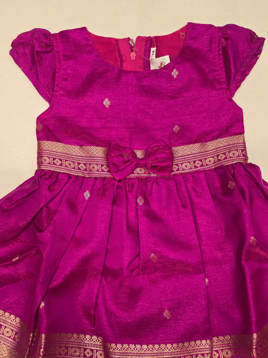 Tissue Material rani pink color traditional wear for baby girl