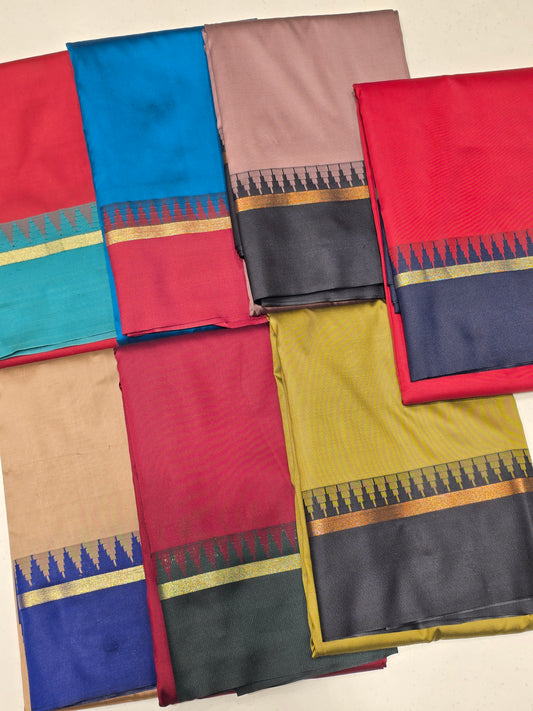 Semi Mix Soft Silk Saree with Temple Border
