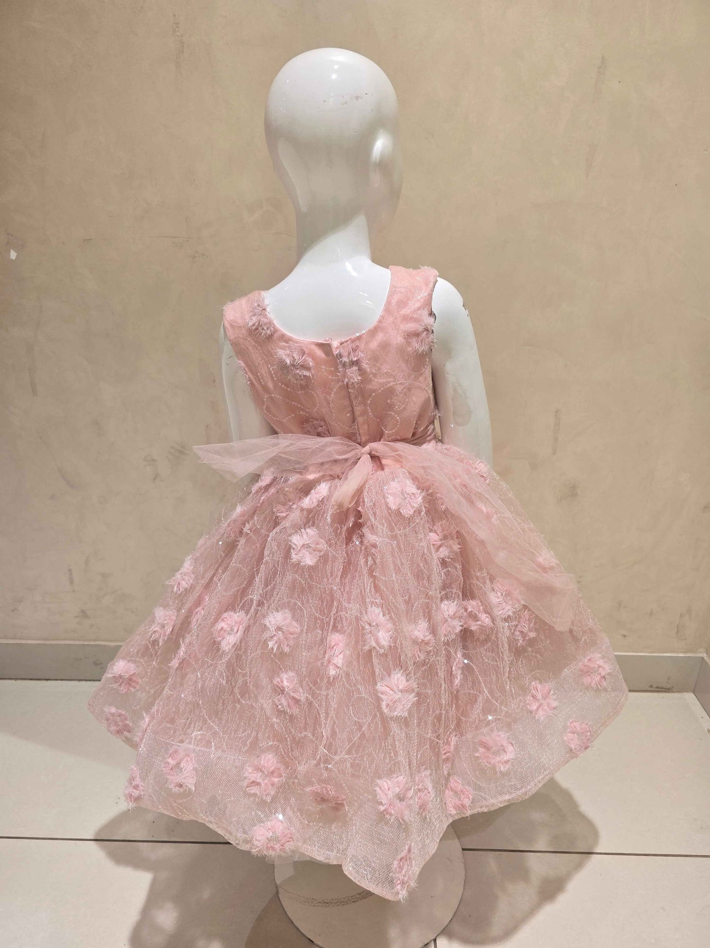 Soft Pink Knitted Sequin Baby Frock for Girls