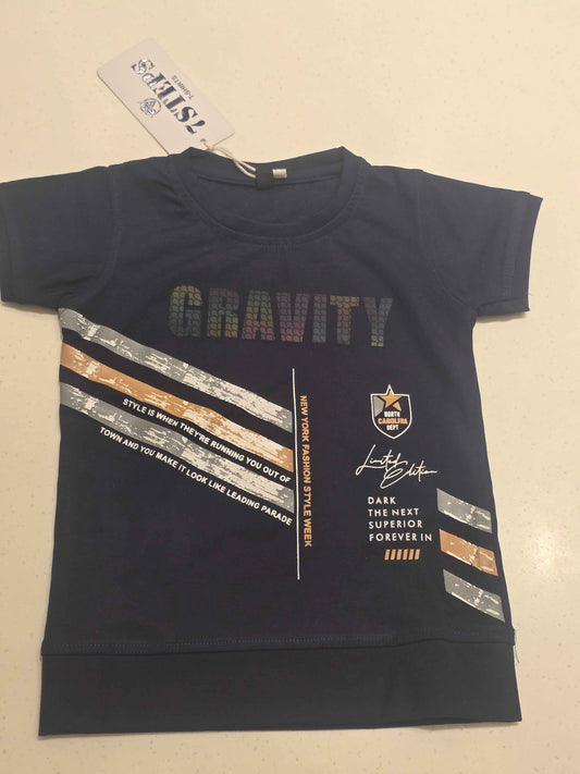 Boys Blue Stretchable I Neck T Shirt