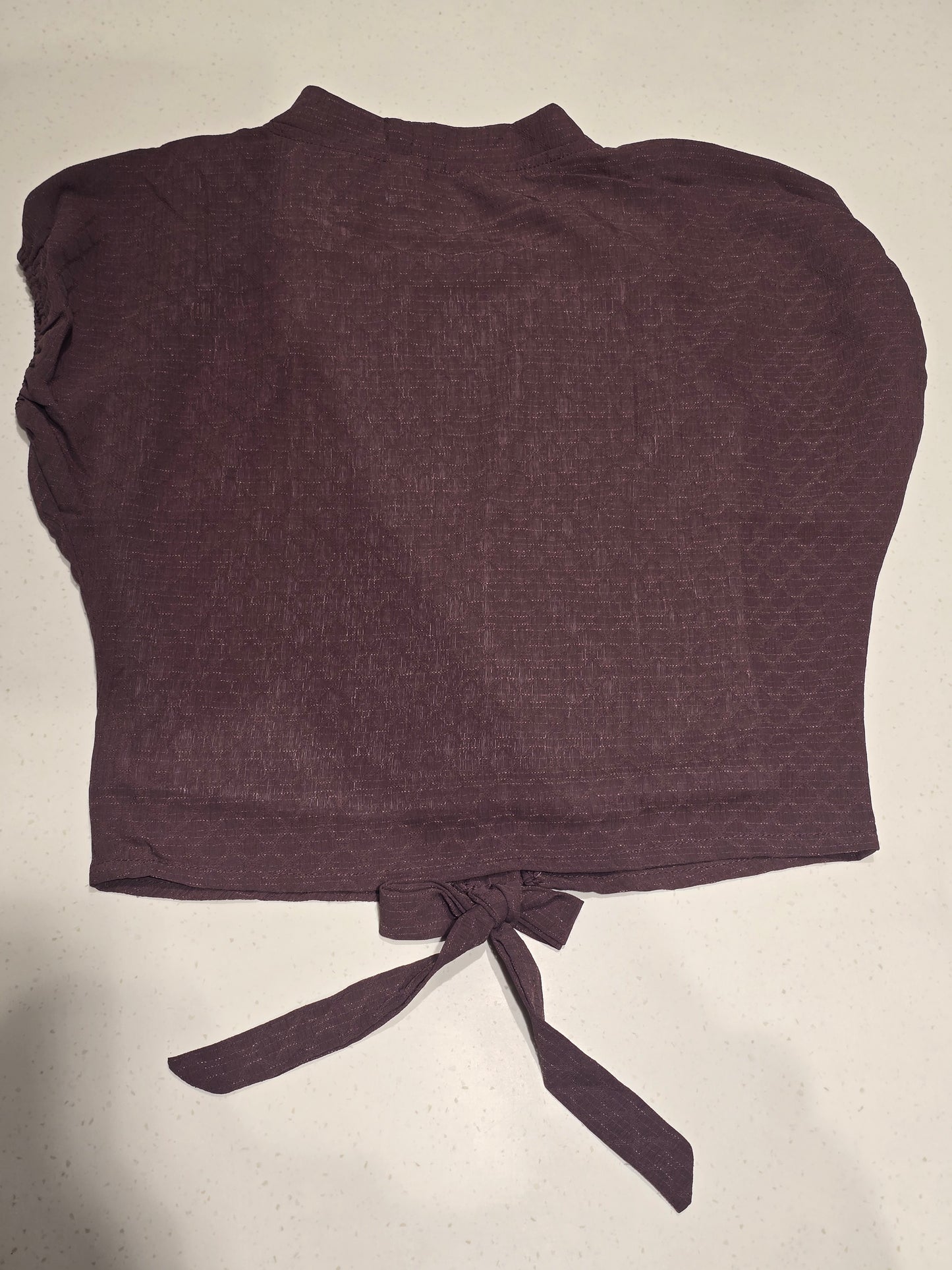 Girls layered short-sleeve tie-front top