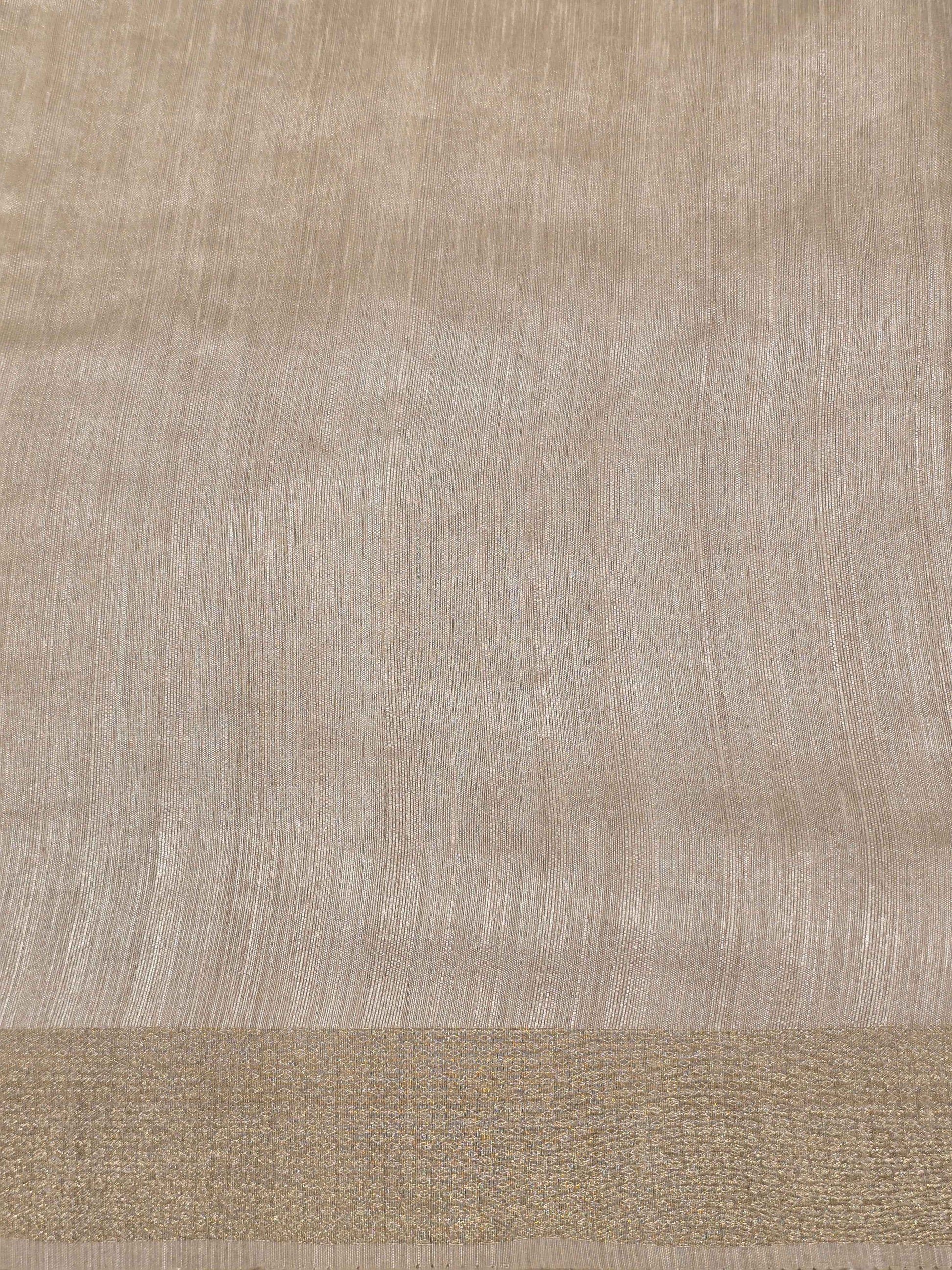 Tussar Saree with White Floral Embroidery