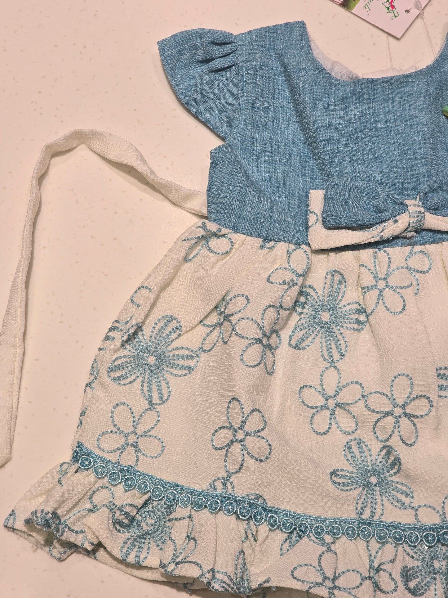 Baby Girls Blue White Cotton Baby Frock