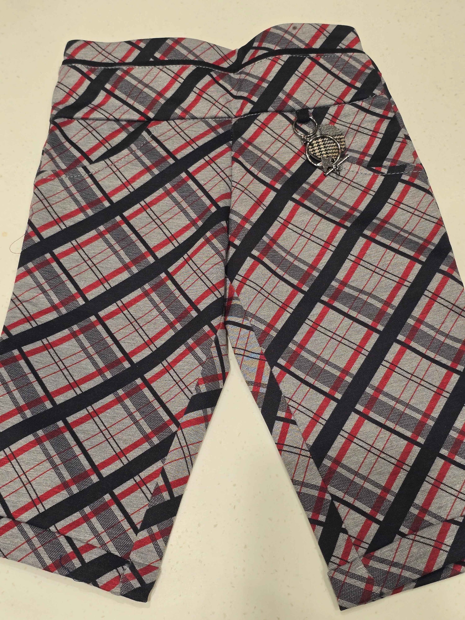 Stretchable material multi colour checked pattren with round Elasticable