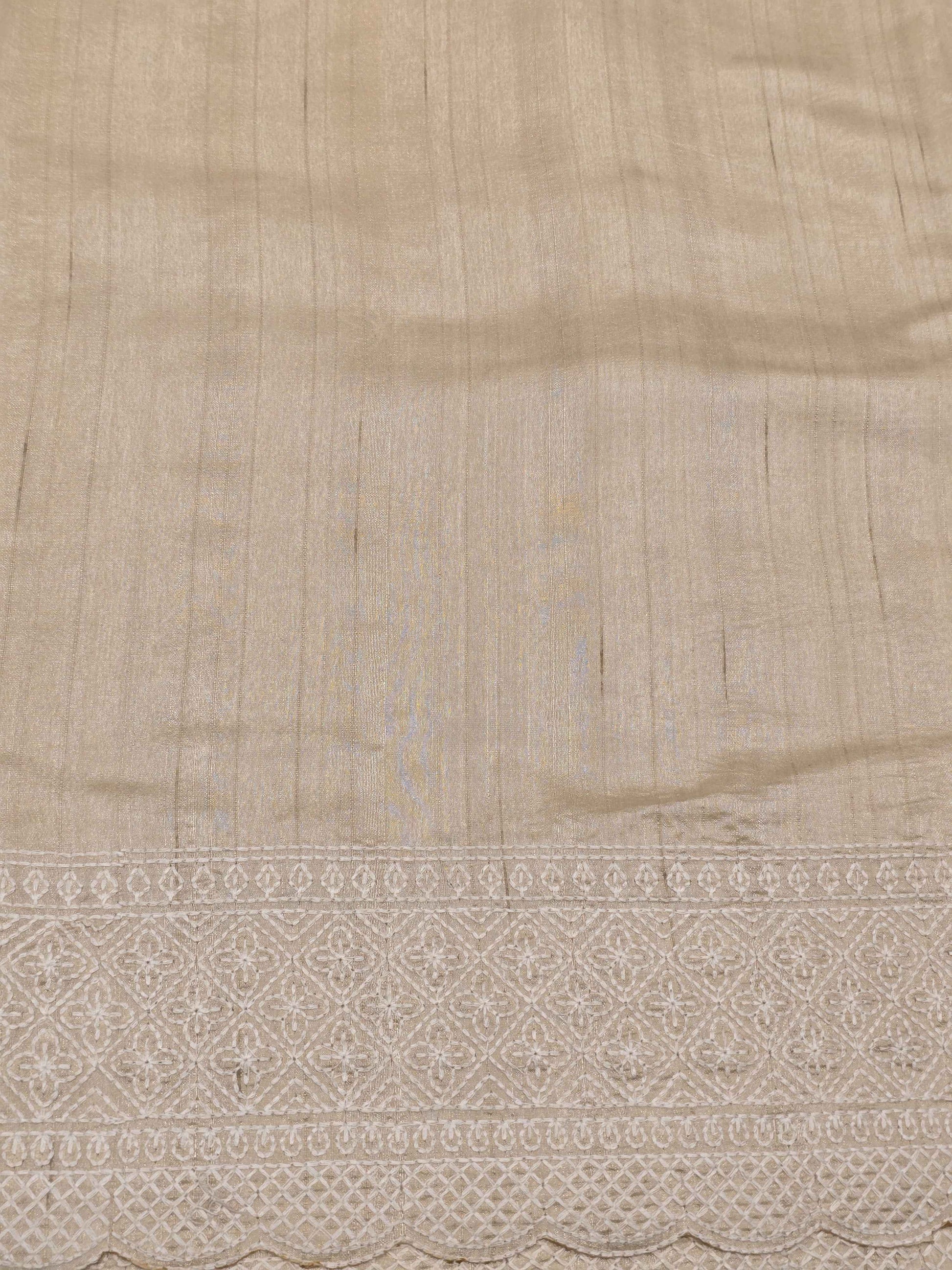 Baby Pink Tussar Jute Saree with Embroidery