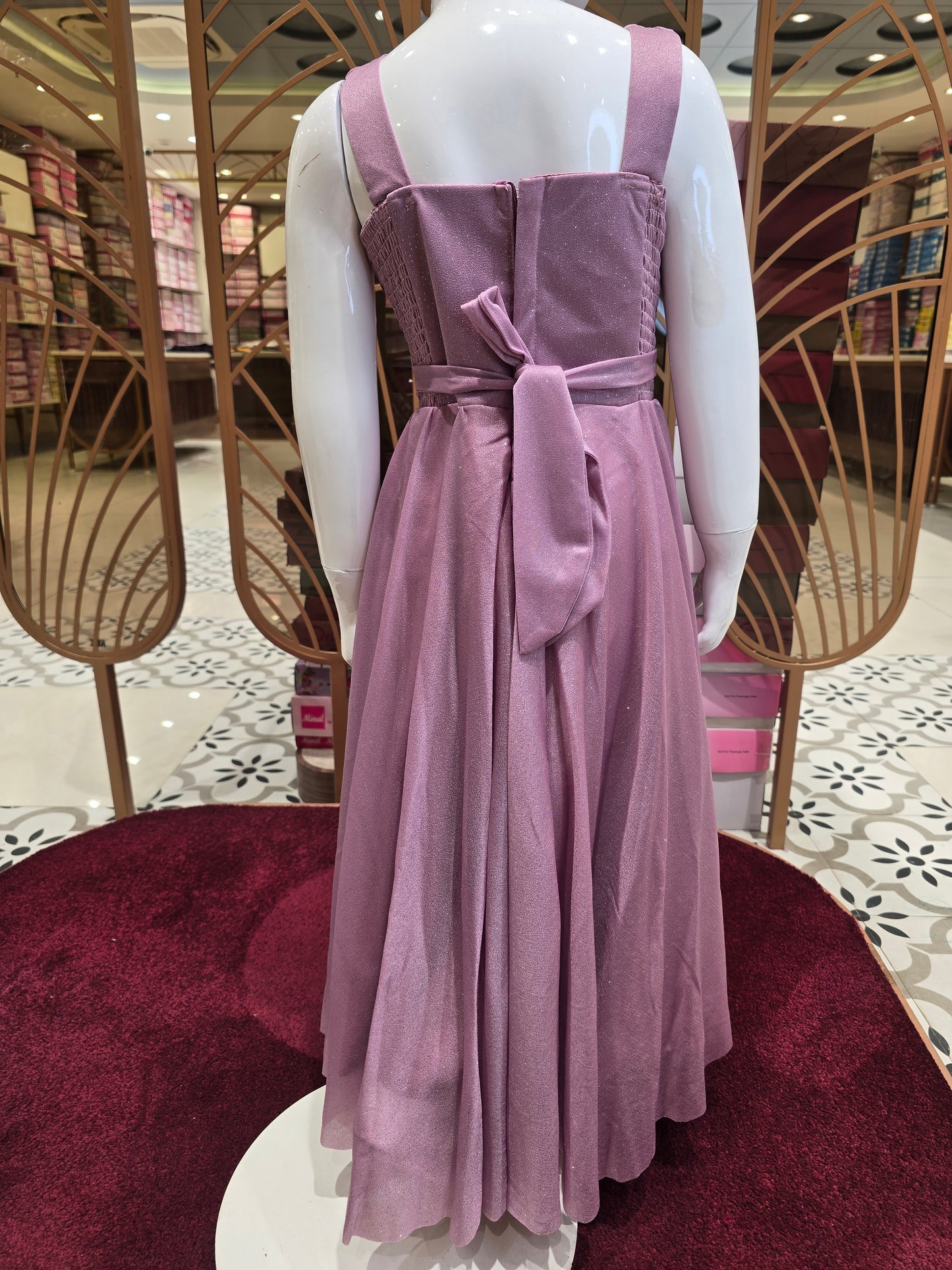 Shimmer material westren Gown full sleeves inner stylish thik belt  design