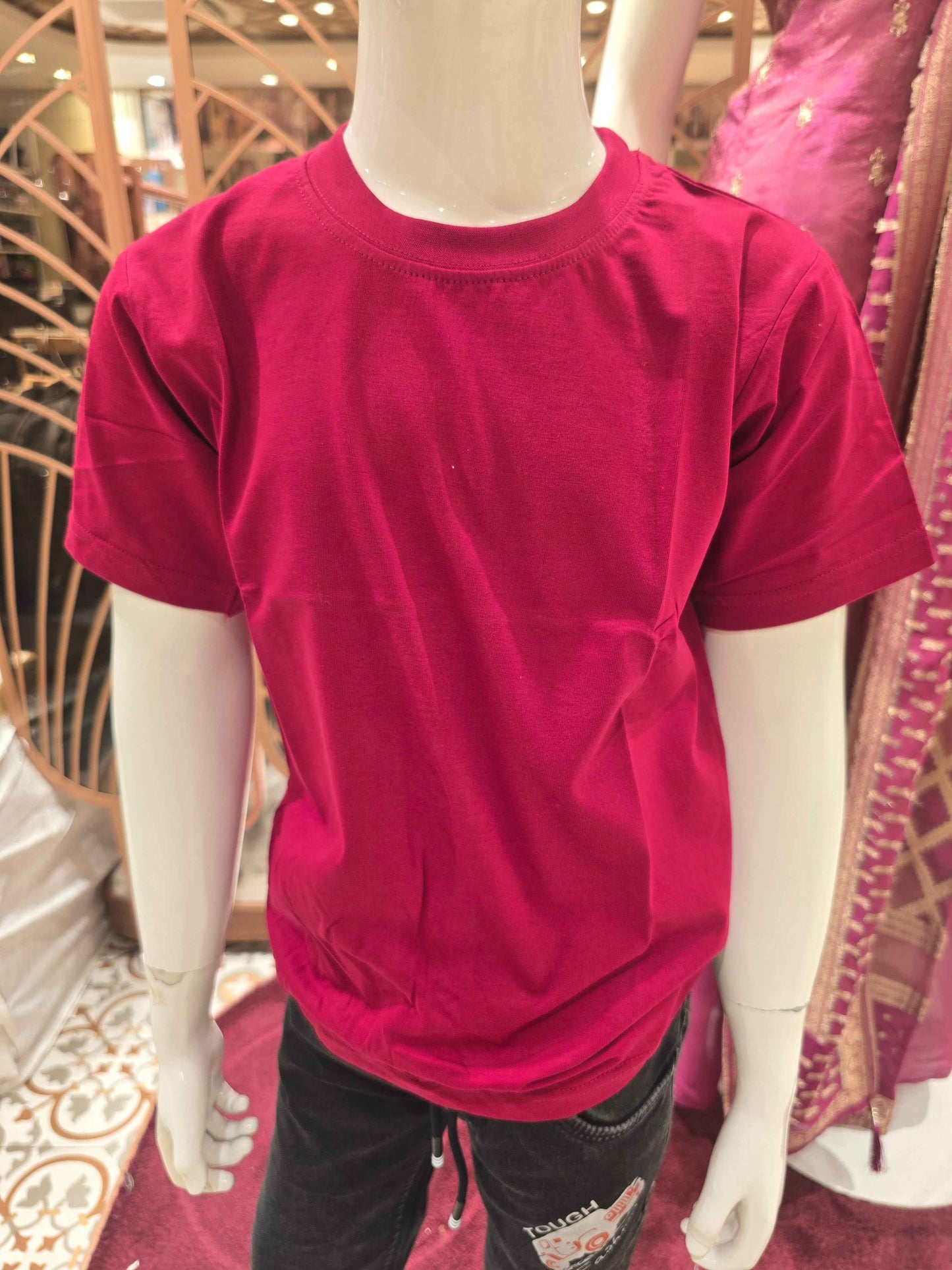 Boys Plain Lycra T-Shirt with Half Sleeves