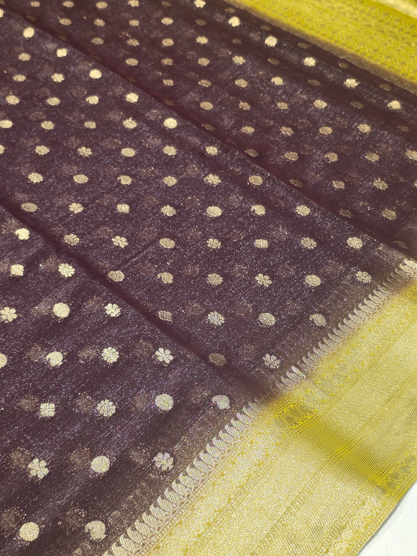 Georgette Silk Saree with Butta Motif, Traditional Zari Border & Contrast Blouse | Festive & Party Wear