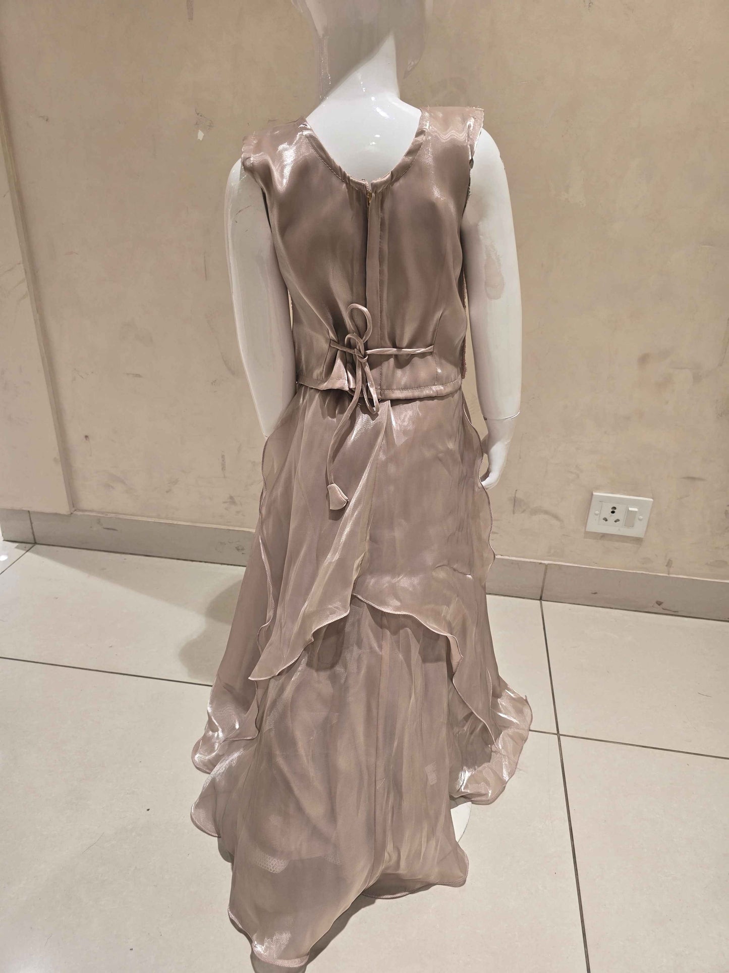 Peach Organza Ghagra Choli for Girls