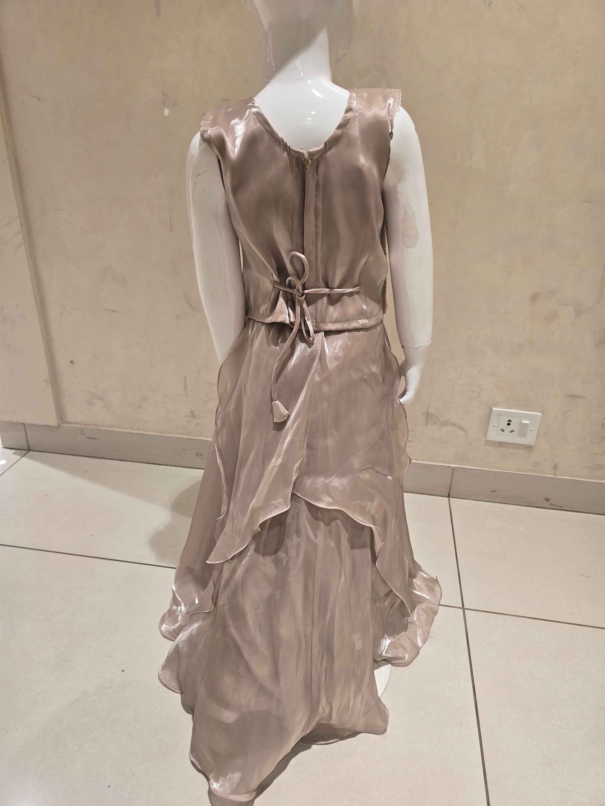 Peach Organza Ghagra Choli for Girls