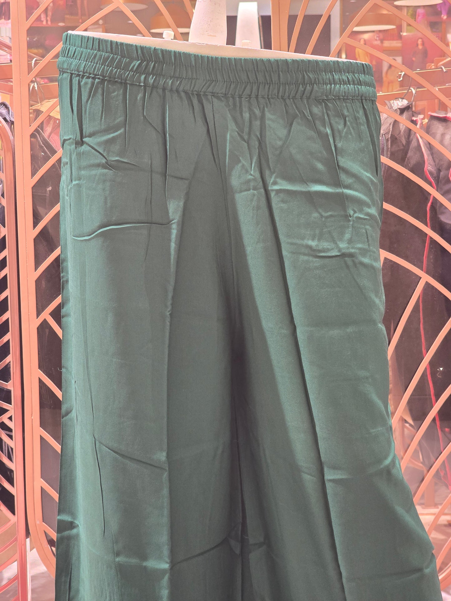 Pista Green Cotton Palazzo Pants for Women