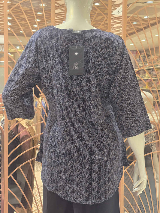 Printed Cotton material blue colour short kurti
