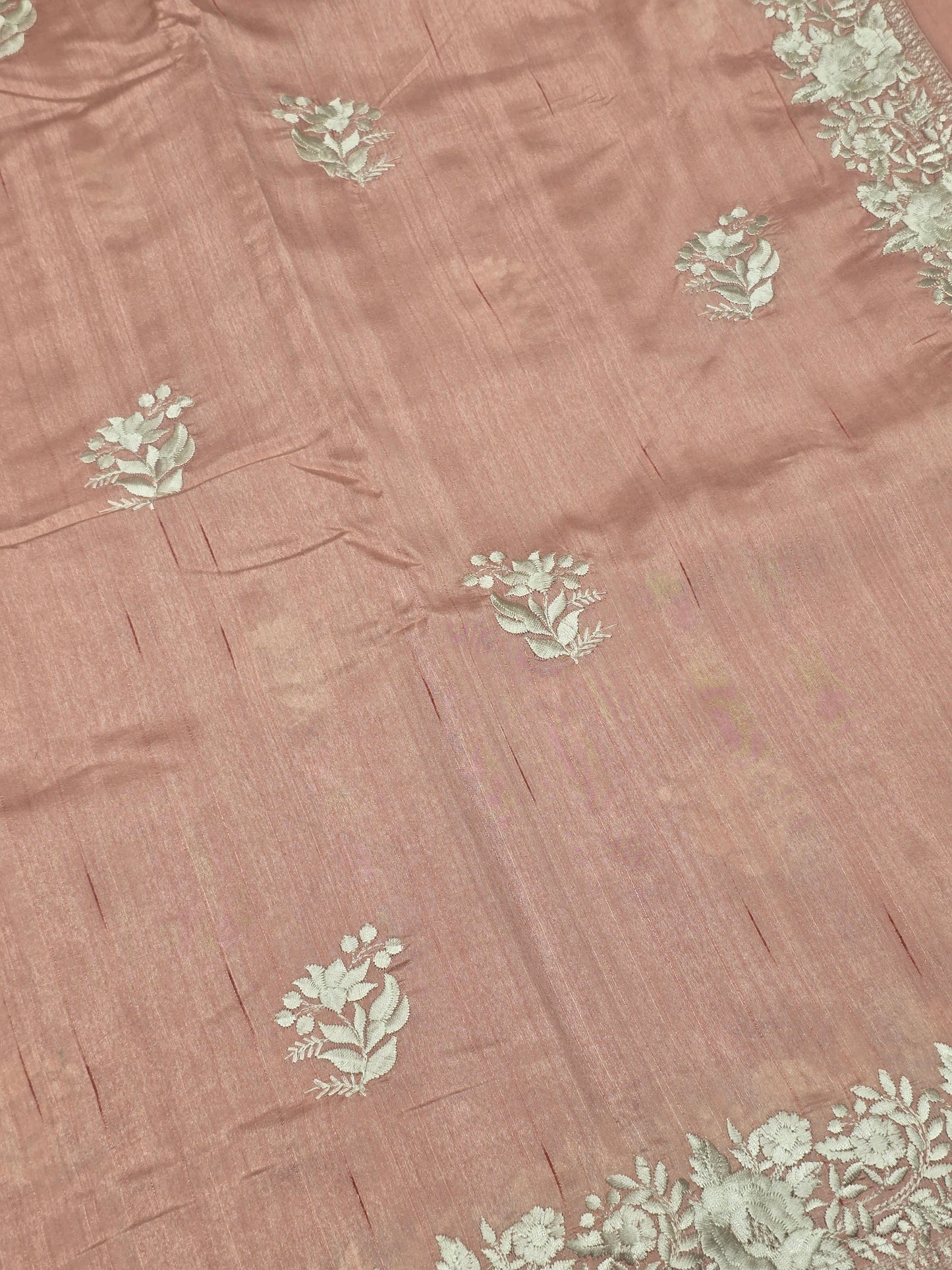 Peach Onion Pink Tussar Saree with Jute Finish