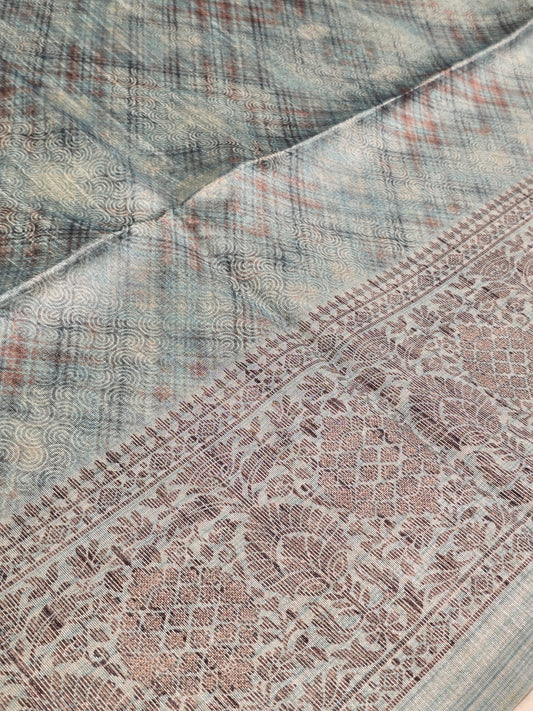 Raw silk with thread work border and pallu Daily wear