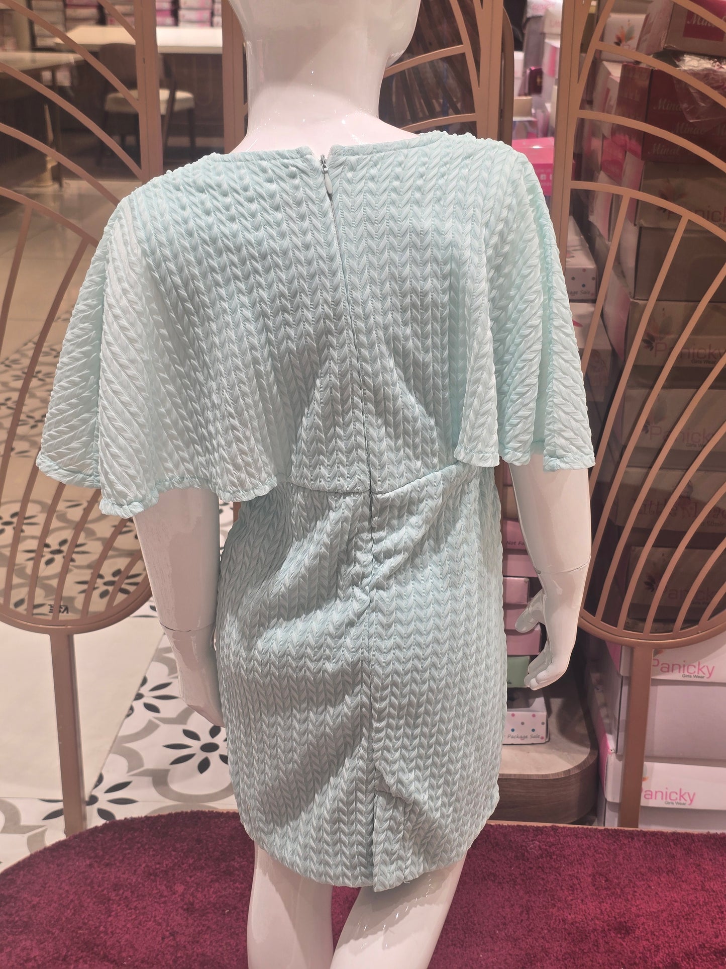 Girl Sea Green Popcon Bodycon Western Dress