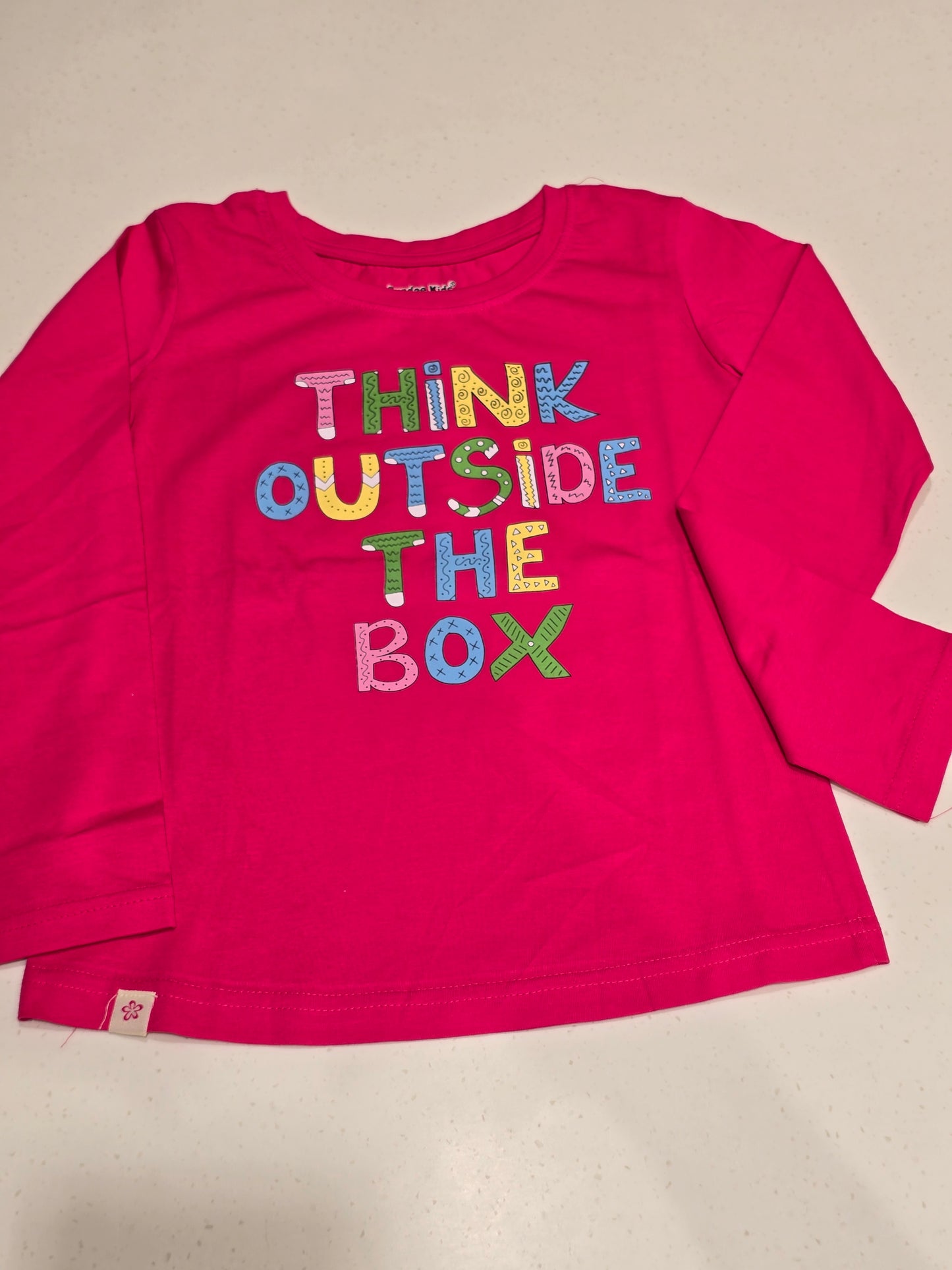 hot pink girls' long-sleeve graphic t-shirt