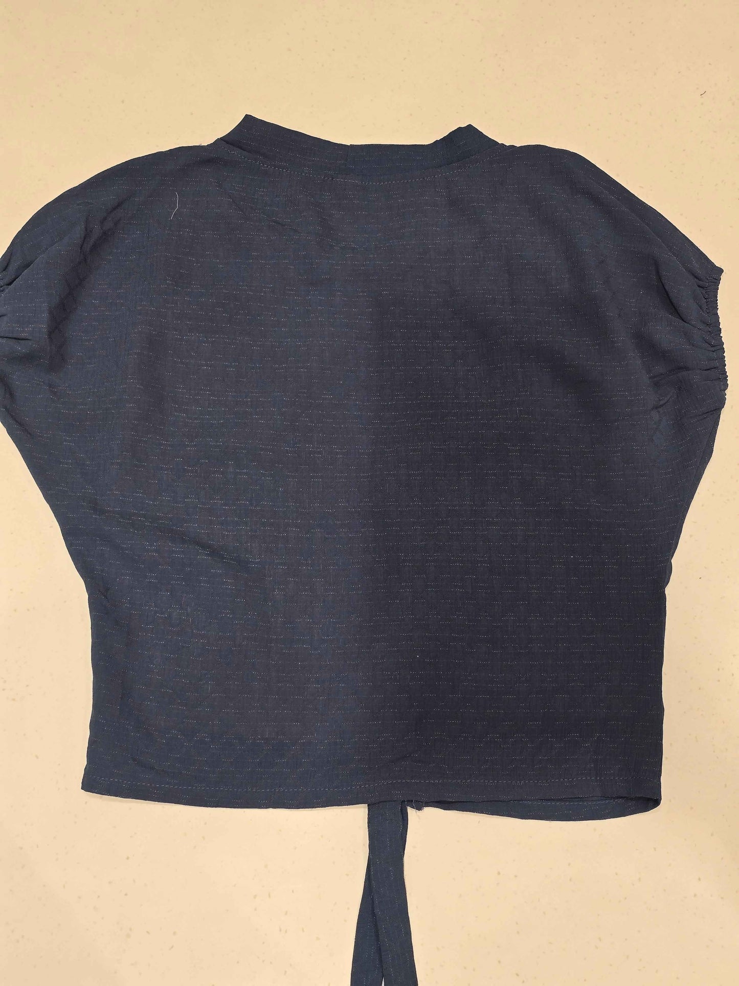 Lycra Material denim blue color western tap for Girls with mega Sleeves