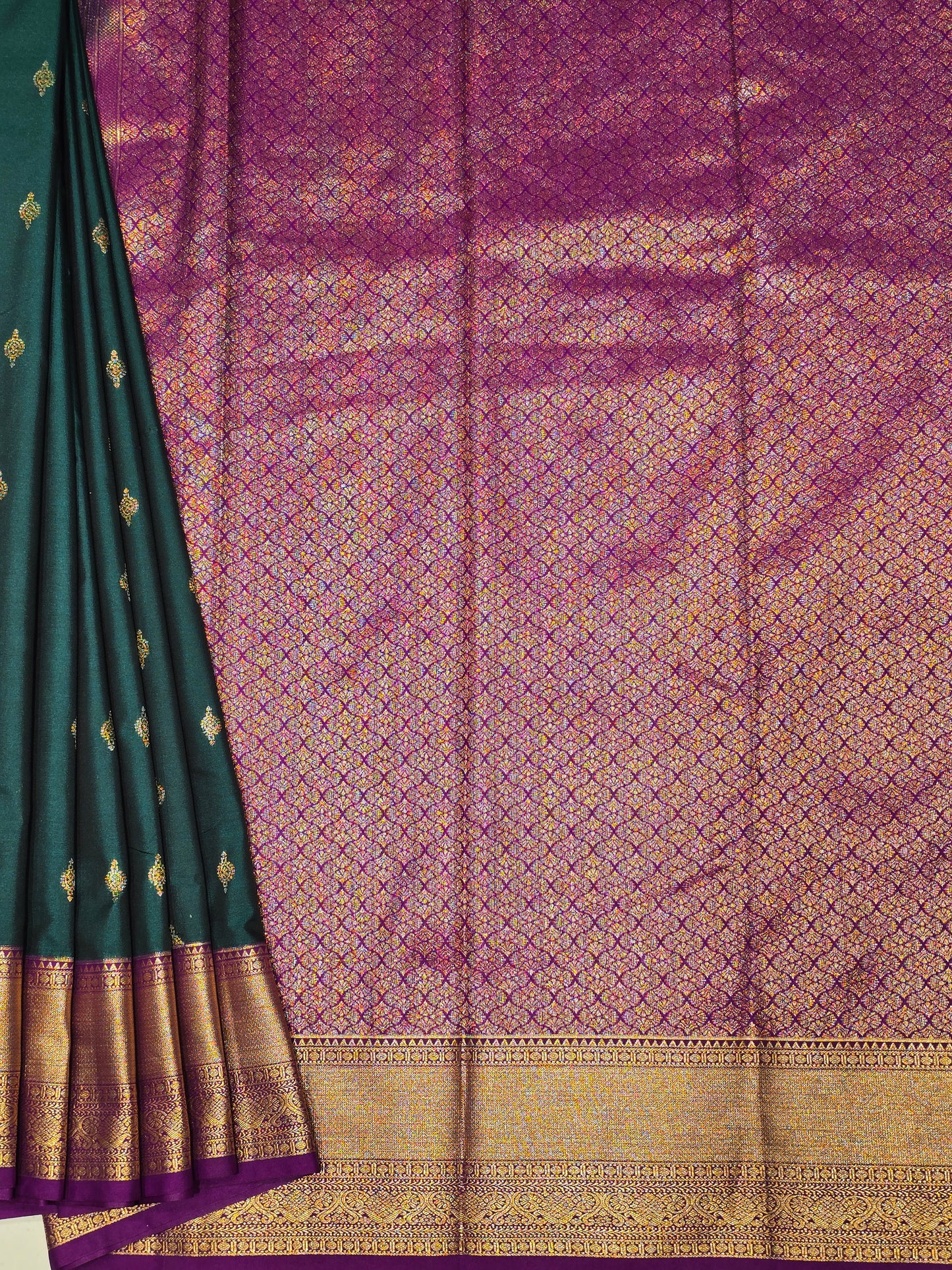 Bottle Green Semi Kanjivaram Silk Saree