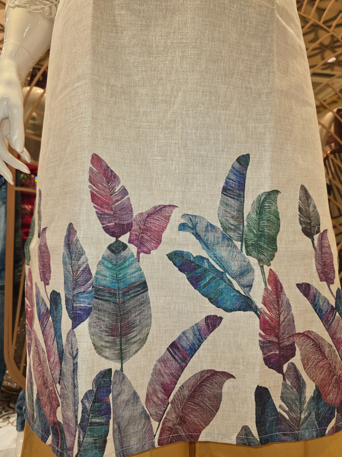 Women Ivory Cream Linen Cotton Straight Top