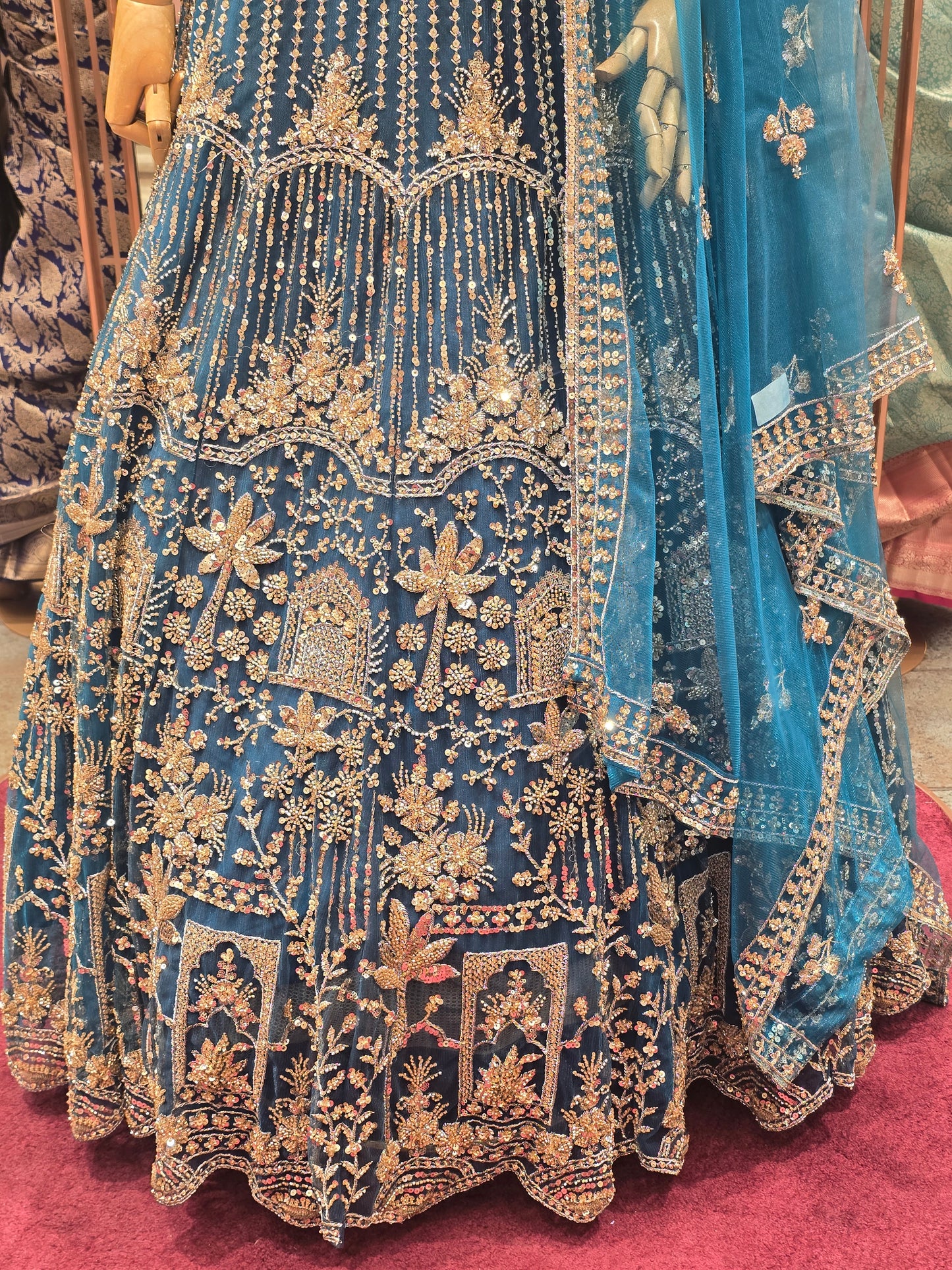Exclusive Bridal lehanga in knitted material with handwork