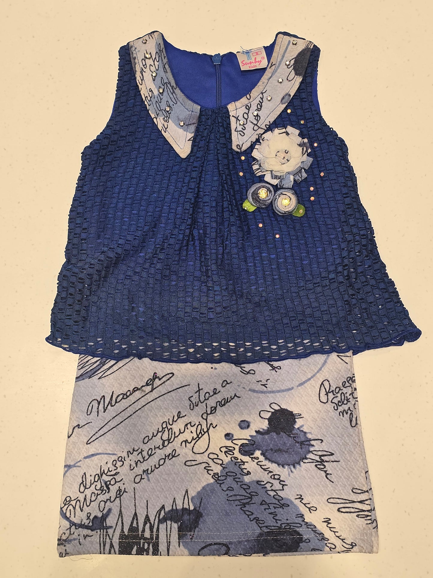 Baby Girls Blue Stretchable Mini Skirt Set