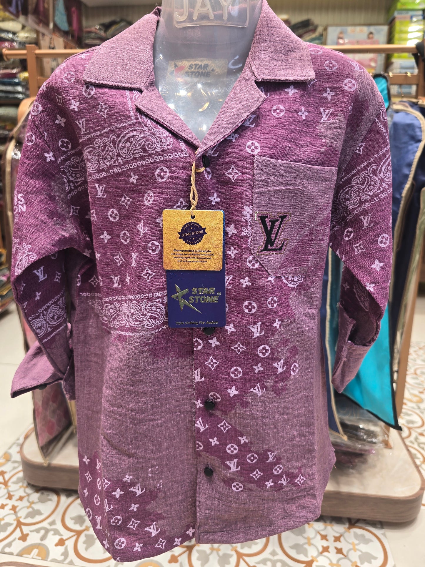 Boys Pure Linen Printed Shirt – Full Sleeves (Size 26)