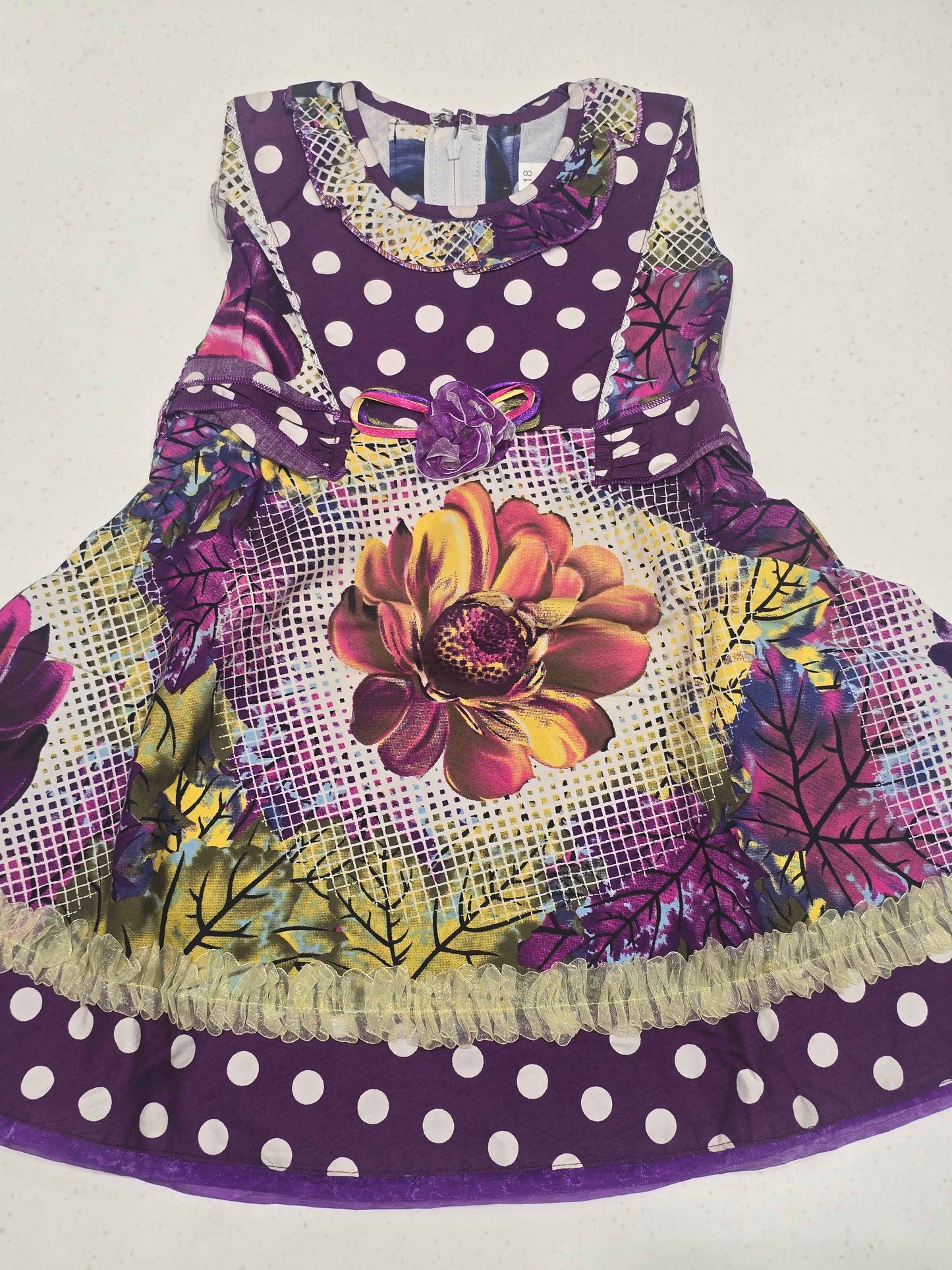 Baby Girl Cotton White Polka Dot Frock