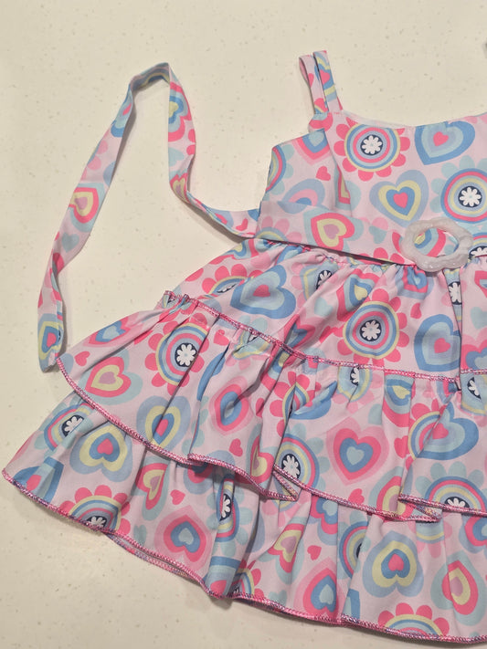 Baby Girls Multicolor Cotton Spaghetti Sleeve Frock