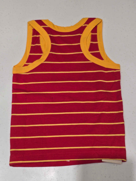 Cotton material red with maroon colour Sleeveless tshirt