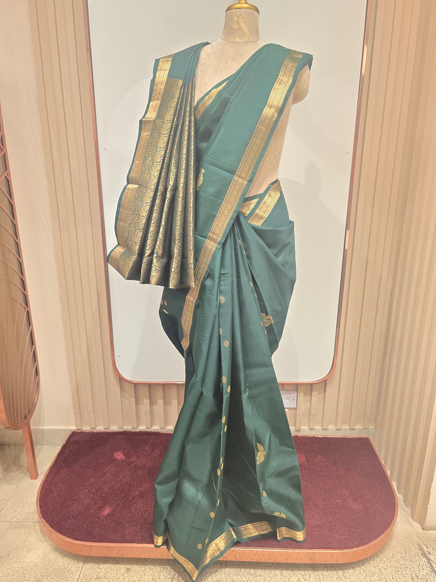 Bottle Green Pure Kanjivaram Silk Saree