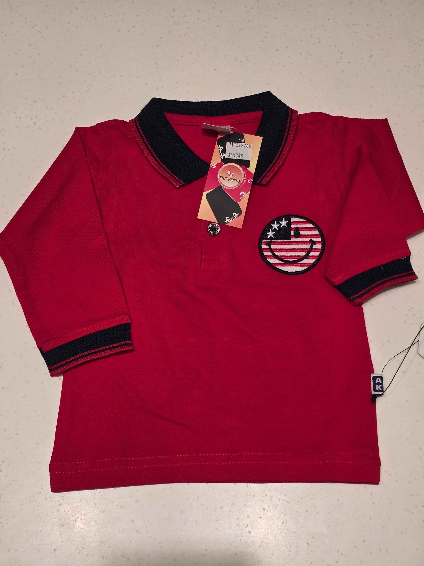 Baby Boys Red Cotton Full Sleeve T Shirt