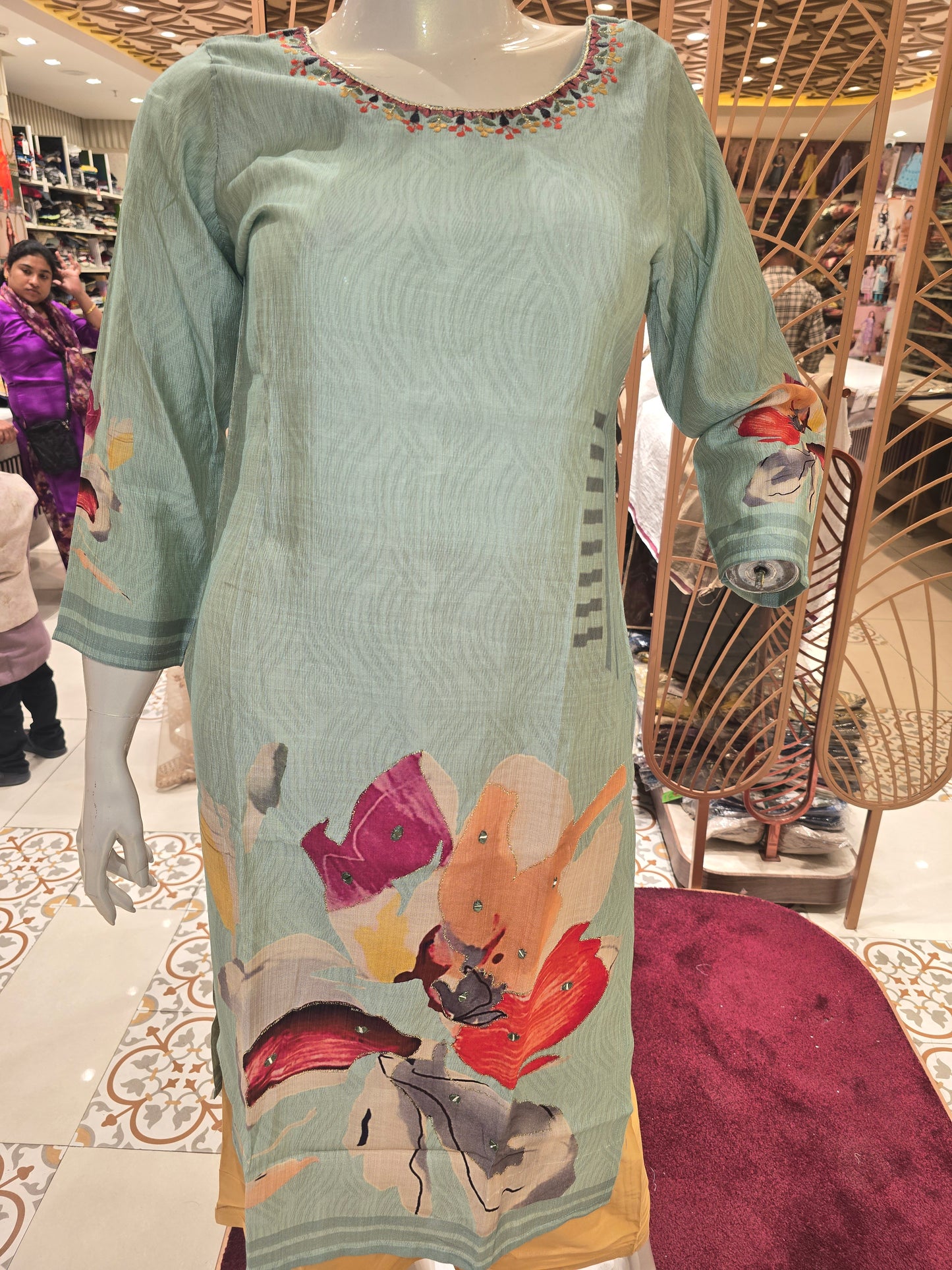 Women Pista Green Linen Cotton Straight Top