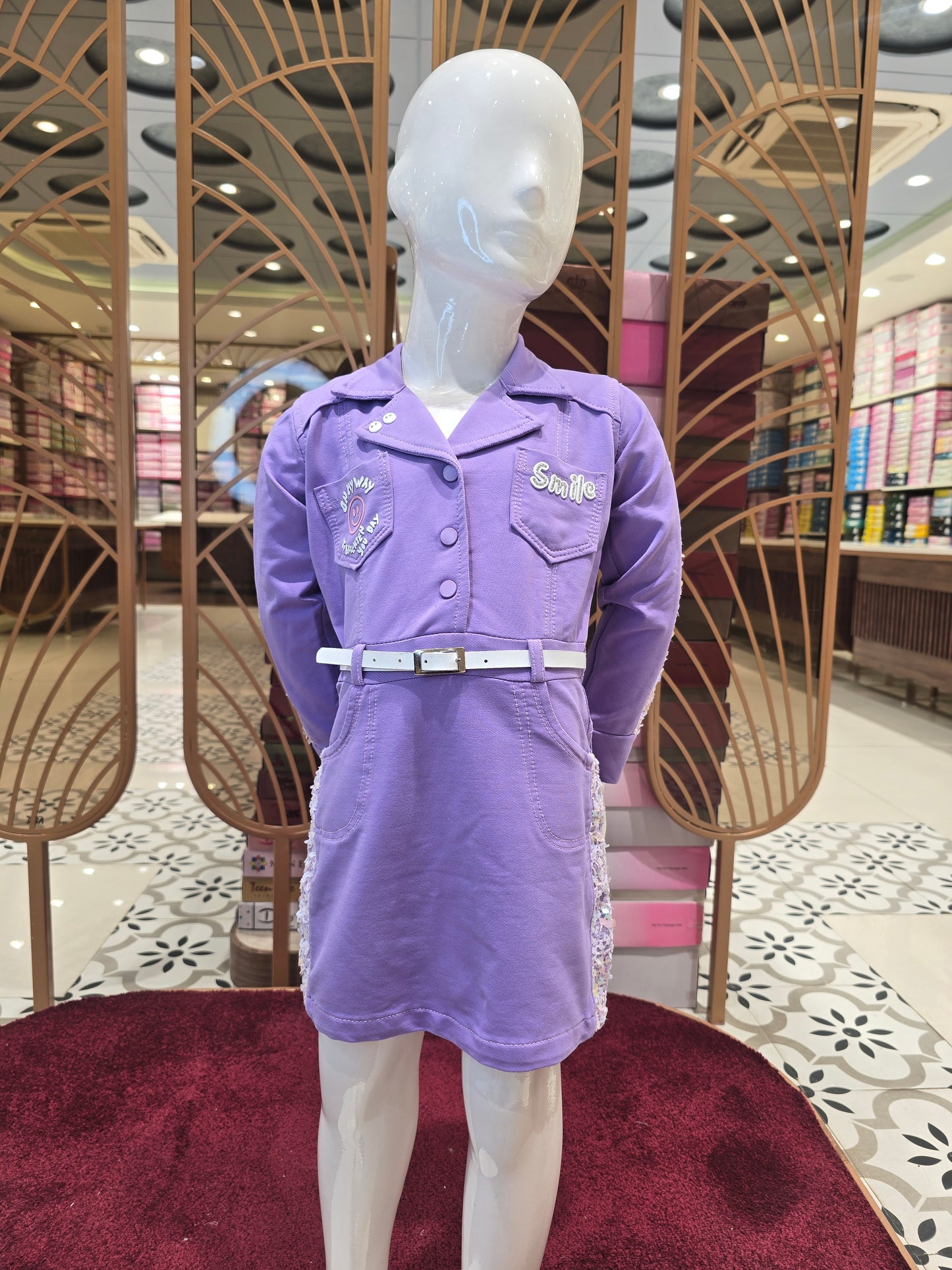 Girls Sequin Detail Crepe Western Dress