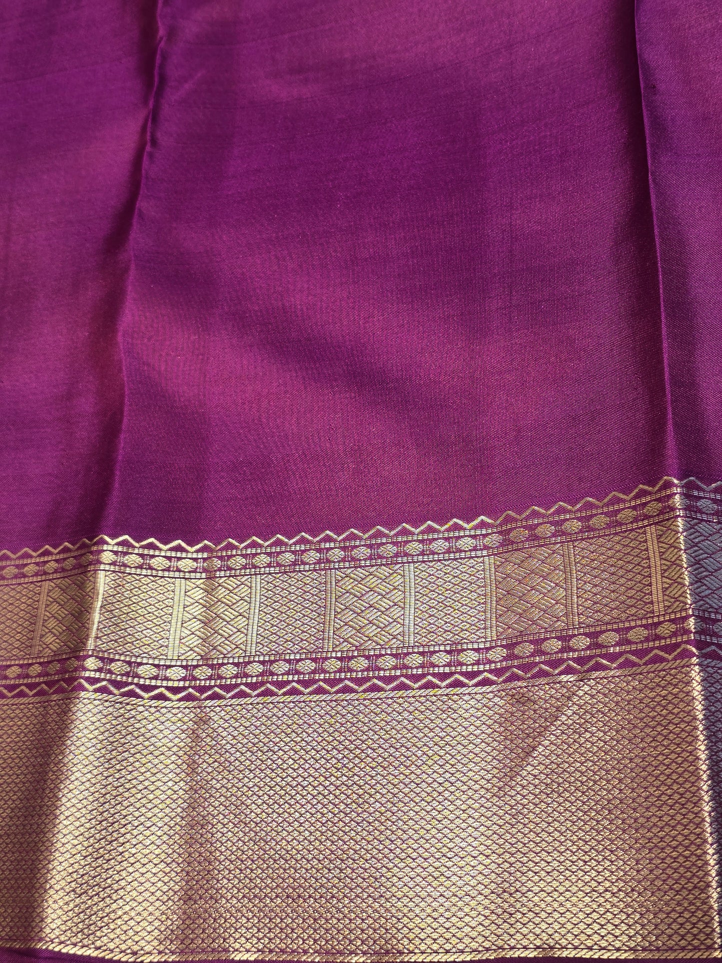Women Purple Pure Kanjivaram Silk Saree with Silver Rudrakshi Motifs