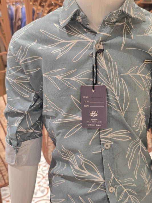 Printed Cotton pista green colour shirt for boys