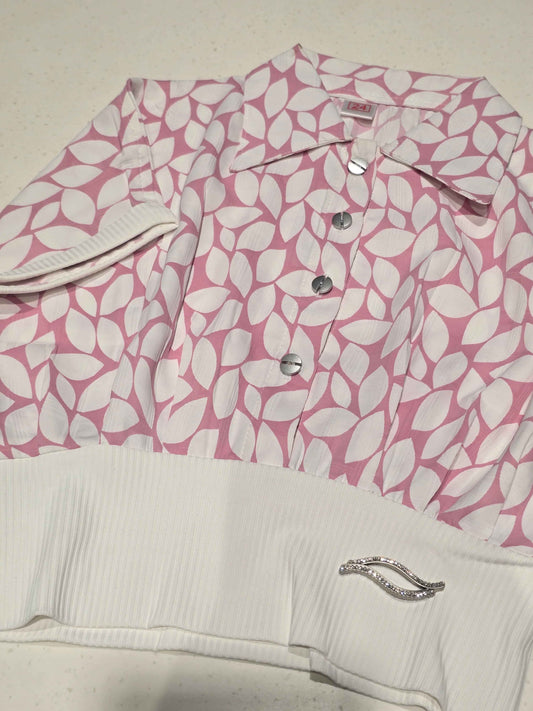 Lycra Material pink with white color western top for girl