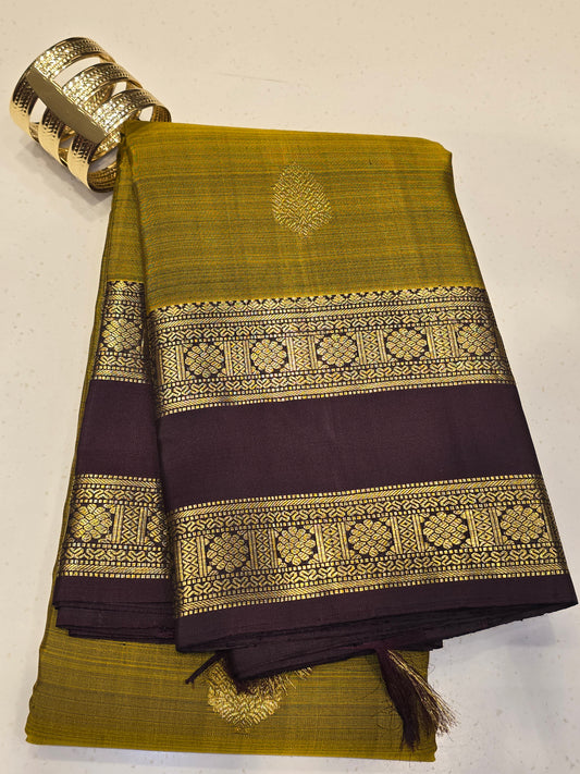 Women Mehndi Green Pure Kanjivaram Silk Saree