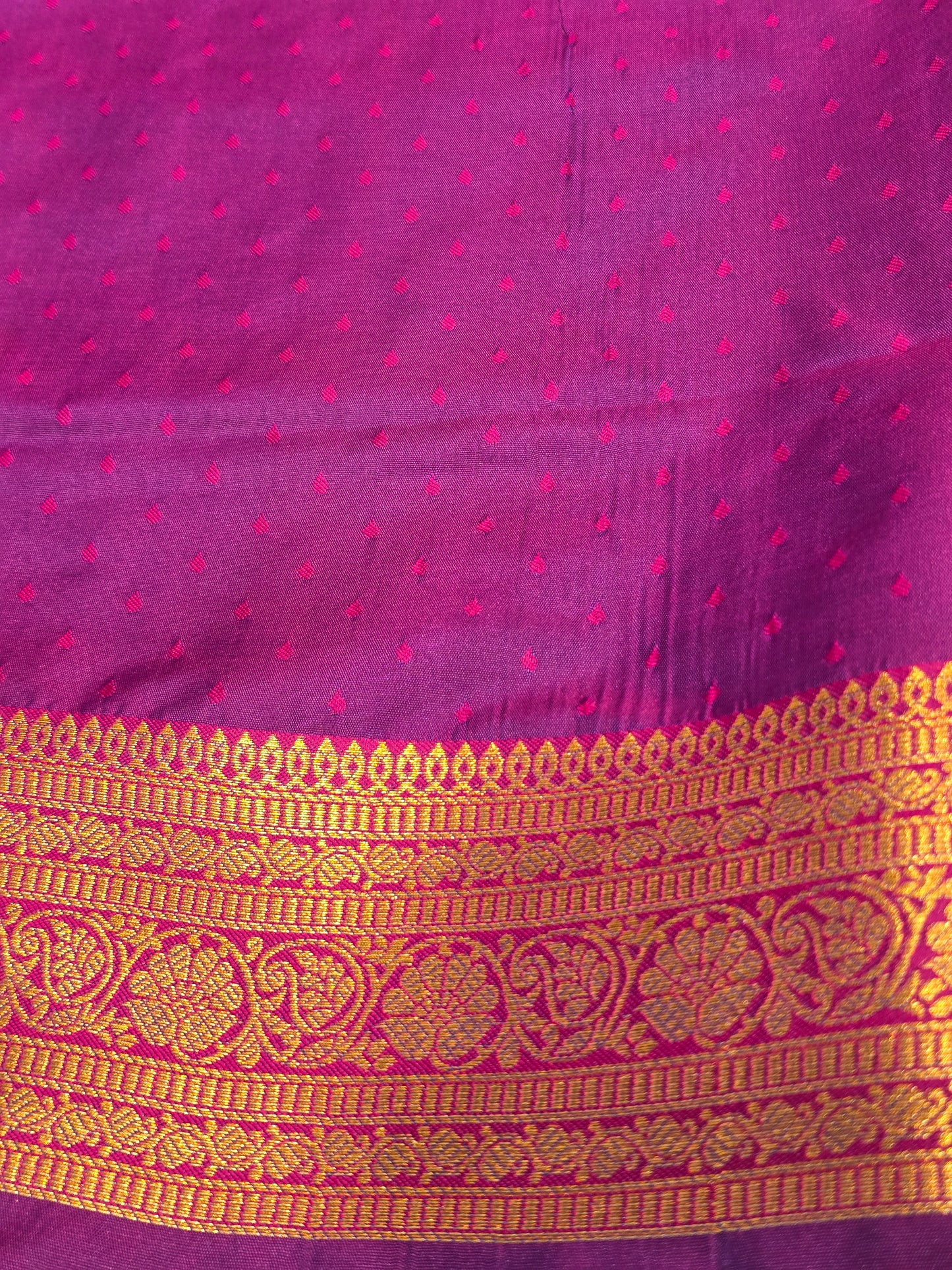 Semi soft silk with butta across the body rich pallu , traditional border