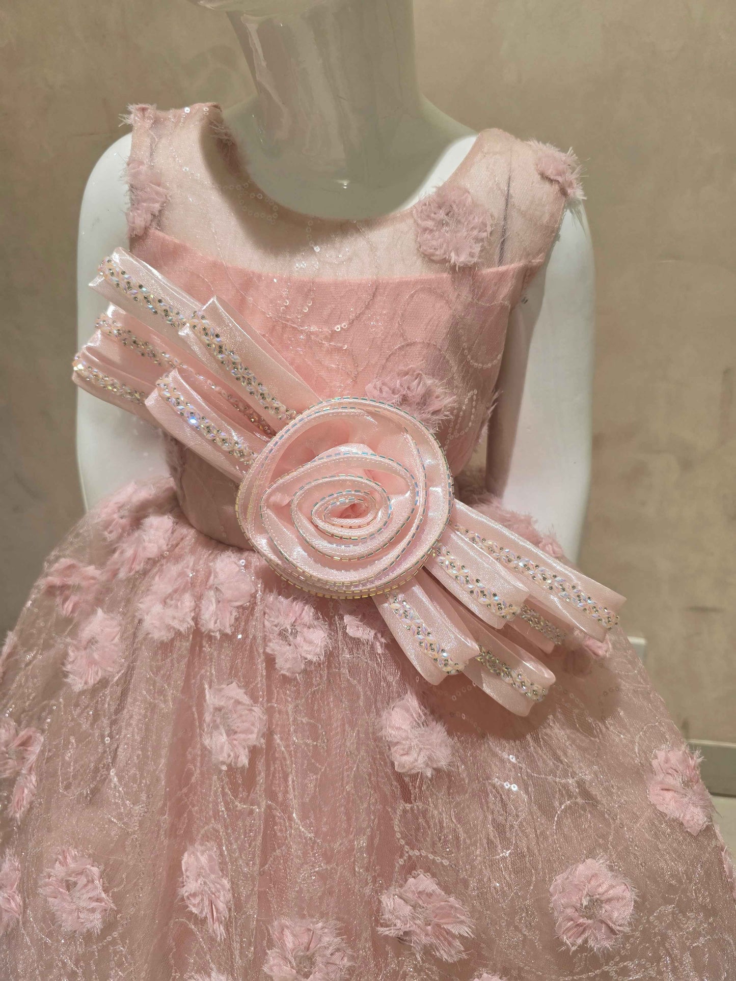 Soft Pink Knitted Sequin Baby Frock for Girls