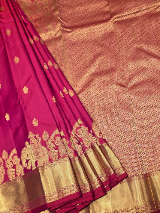 traditional South Indian weaves with rich gold zari borders.