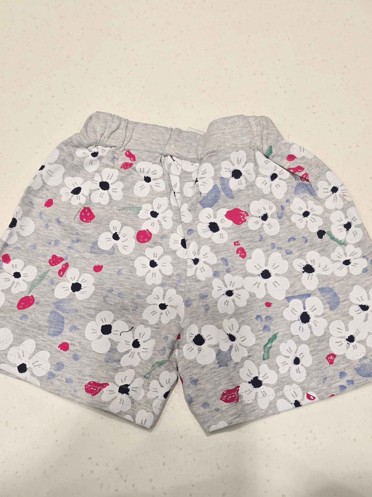 Printed Cotton material gray color shorts with round Elasticable