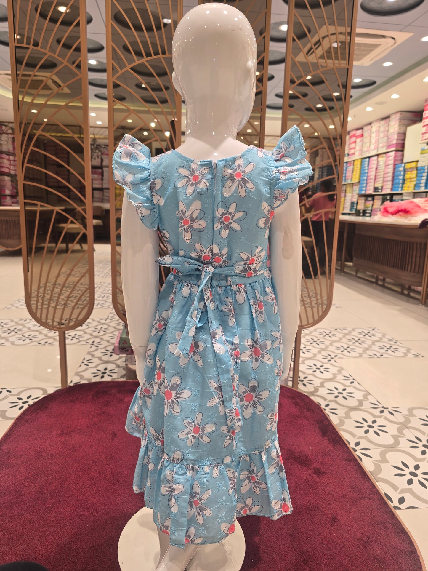 Girl Peach Floral Acoba Cotton Baby Frock