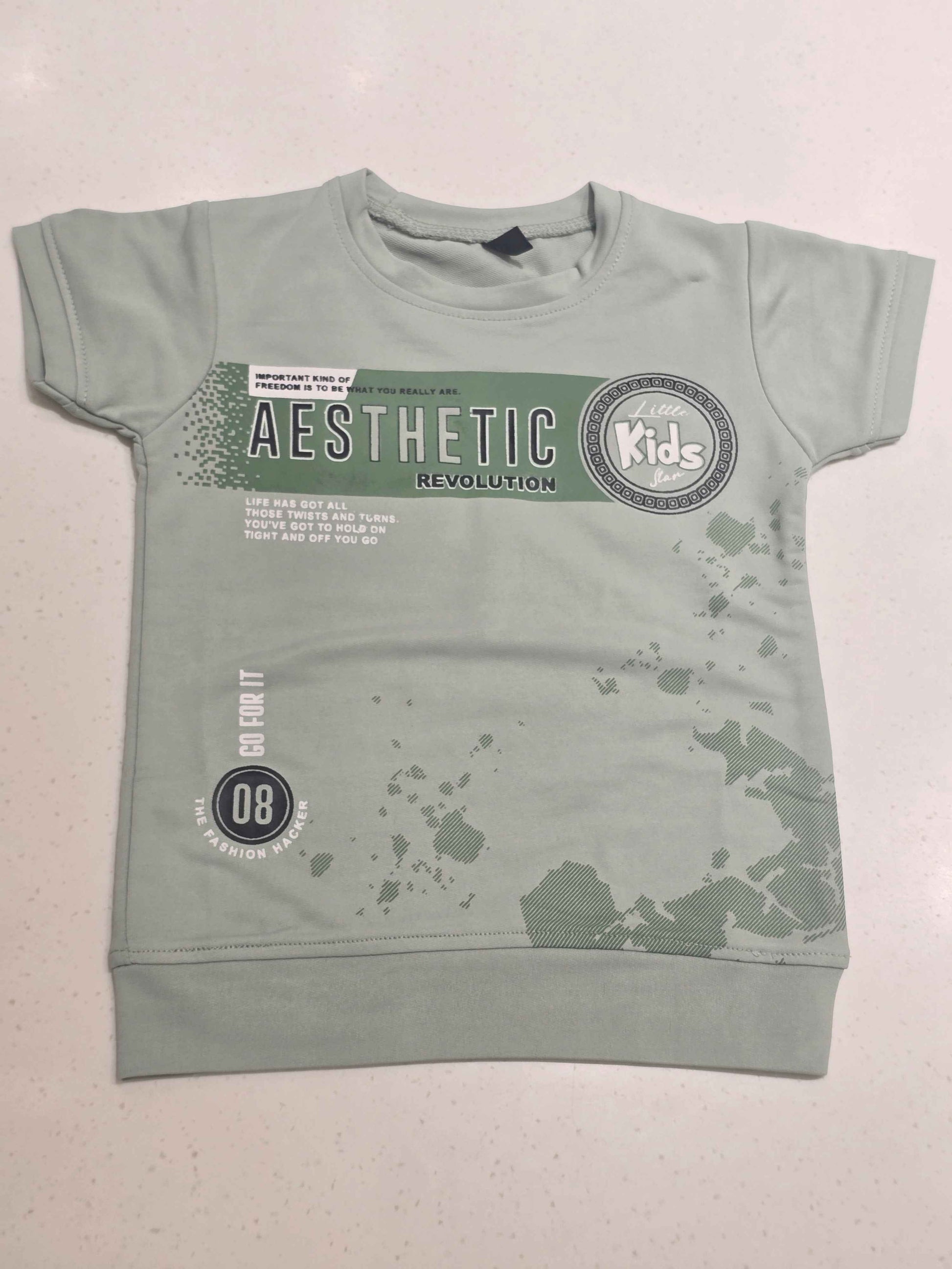 Boys Pista Green Stretchable Half Sleeve T Shirt