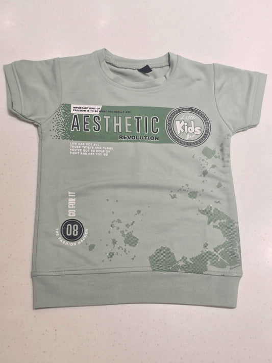Boys Pista Green Stretchable Half Sleeve T Shirt